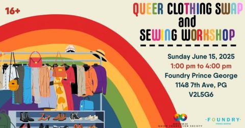 queer clothing swap and sewing workshop poster